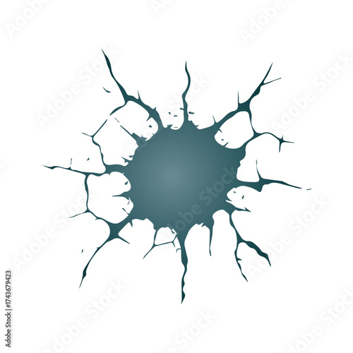 Abstract Cracked Hole Graphic Element with Radial Shatter