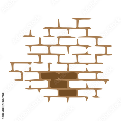 Illustration of a damaged brick wall with a missing section