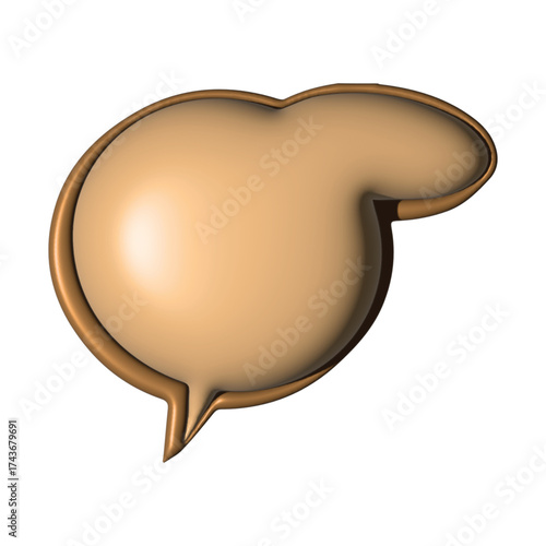 A shiny beige 3D speech bubble for modern communication