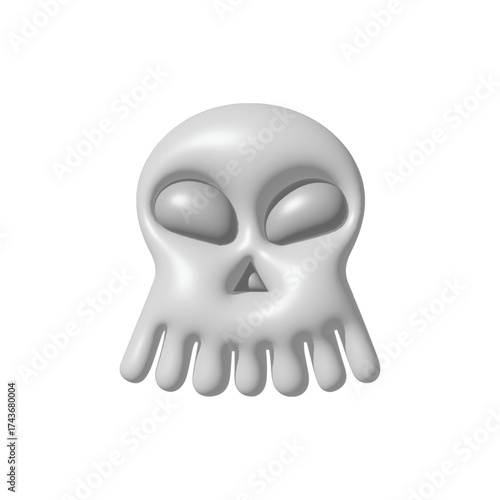 3D Rendered Skull Icon Spooky Halloween Design for Graphic Projects & Creative Endeavors