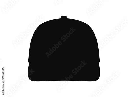 Five-Panel Cap white and black in silhoette white background.