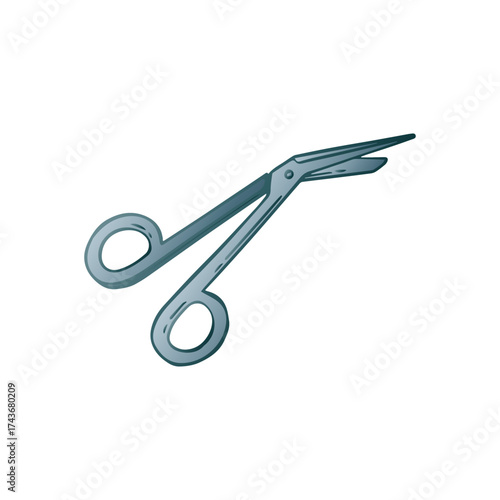 A detailed illustration of a pair of medical scissors, ideal for healthcare and surgical contexts