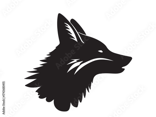 Fox head icon its mouth in silhouette white background.