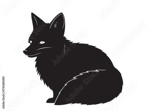  Fox icon its mouth in silhouette white background.