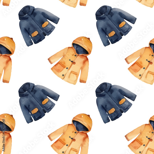 Watercolor pattern children's jacket. Soft pastel colors, children's style, repeating pattern, vector illustration, isolated on white background.
