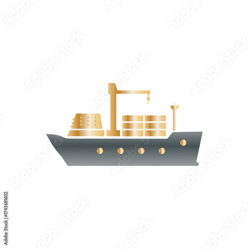 Cargo Ship Icon - Sea Freight and Maritime Transport Illustration
