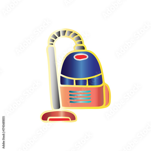 Stylized vector illustration of a modern upright vacuum cleaner for household chores and cleaning services