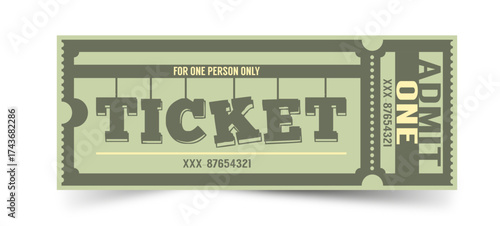 Vintage admit one ticket in green for event or performance