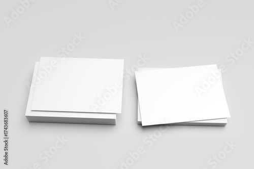 Postcard A6 for mockup isolated on gray background. Blank white 3D rendering