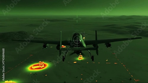 Thermal Imaging Drone Night Vision View – Reconnaissance UAV Monitoring Desert Terrain with Heat Signatures