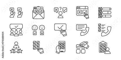 Survey Feedback Outline Icons Research, Opinion, and Analysis
