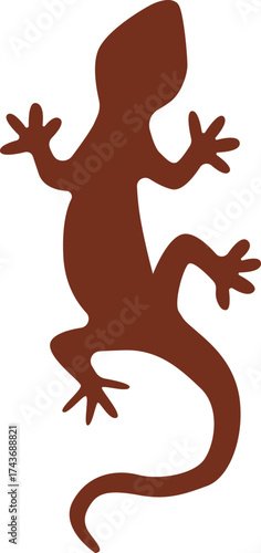 Minimalist brown lizard logo illustration in flat vector style for reptile lovers, tropical wildlife, and natural branding.