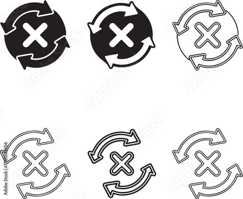 Three circular arrow icons with varying line weights on transparent background silhouette