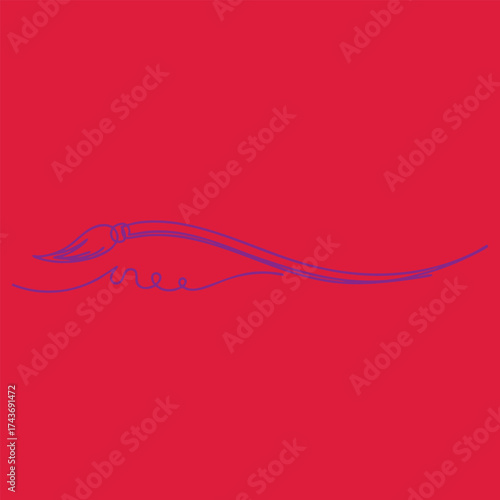 Minimalist Line Drawing of a Whimsical Fish on a Bright Red with Simple Curves and Fluid Lines