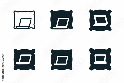 Sleep & Productivity Logos. Sleep and productivity. Set Logo of Sleep and productivity: Pillow. harmonious logo variations of the same emblematic concept, each