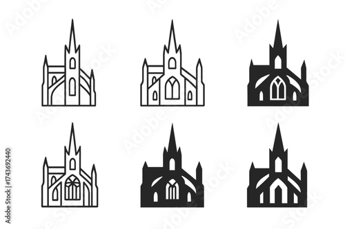 Architectural Logo Variations. The history of architecture and landmark buildings. Set Logo of The history of architecture and landmark buildings: Gothic