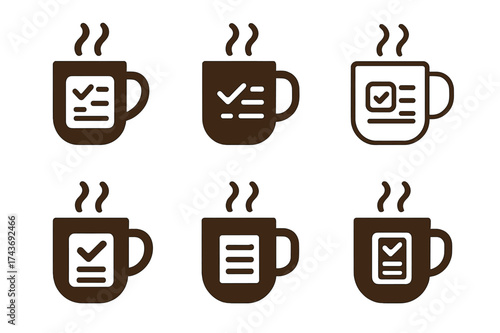 Work Stress Logo Variations. Handling job stress and improving work performance. Set Logo of Handling job stress and improving work performance: Coffee cup