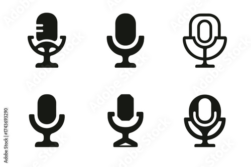 Car Voice Assistant Logos. In-car voice assistant prompt. Set Logo of microphone icon: mic integrated with car dashboard symbol. harmonious logo variations of