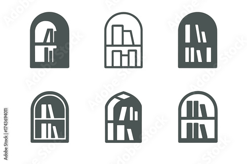 Logo Variations Grid. Interior design ideas for small spaces. Set Logo of Interior design ideas for small spaces: Built-in Shelving. harmonious logo variations