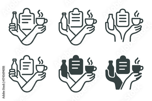Multitasking Hands Icons. Improving your ability to multitask. Set Logo of hands multitasking: two hands performing different tasks at once. harmonious logo