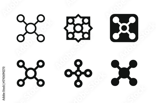 Innovative Logo Variations. Innovative achievements in social change. Set Logo of Innovative achievements in social change: Community hub (connected nodes).