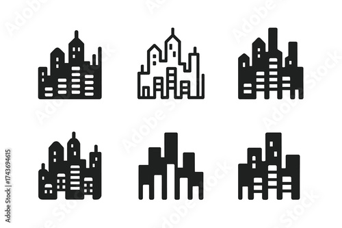 City Nightlife Logos. City nightlife. Set Logo of City nightlife: music equalizer bars. harmonious logo variations of the same emblematic concept, each with