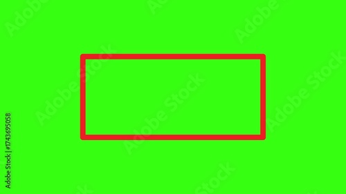 Hand drawn red rectangle focus stroke 4K loop animation video with green screen.