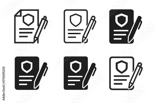 Citizenship Logo Variations. Citizenship applications. Set Logo of Citizenship applications: Application form with pen. harmonious logo variations of the same