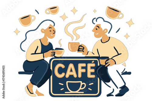 man and woman in a cafe