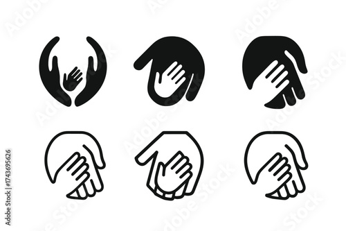 Cultural Unity Logos. Family traditions across cultures. Set Logo of Culture: hands joining across generations icon. harmonious logo variations of the same