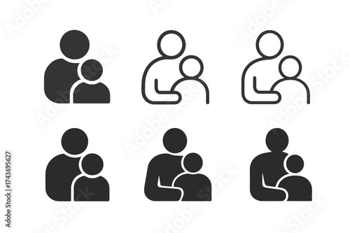 Educational Logo Variations. Mentoring youth. Set Logo of Education: guide and learner icon. harmonious logo variations of the same emblematic concept, each