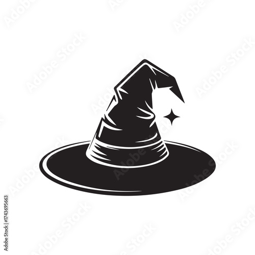 Black witch hat with white highlights silhouette halloween