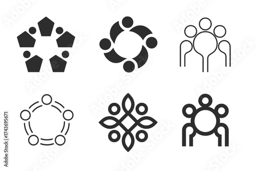Diverse Leadership Logos. Human resources management and organizational leadership. Set Logo of Human resources management and organizational leadership: