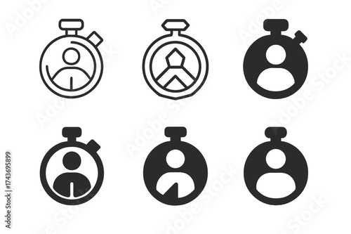 Pomodoro Timer Logos. Handling job stress and improving work performance. Set Logo of Handling job stress and improving work performance: Pomodoro timer /