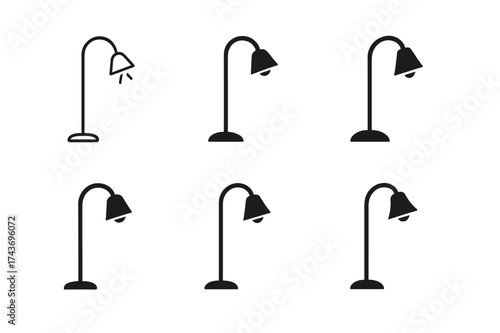 Cozy Floor Lamp Logos. Creating a cozy atmosphere with floor lamps. Set Logo of Creating a cozy atmosphere with floor lamps: Adjustable gooseneck floor lamp.