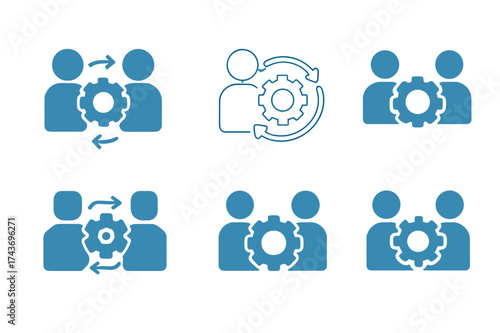 Productivity Logo Variations. Assisting with tasks. Set Logo of Productivity: collaboration workflow icon. harmonious logo variations of the same emblematic