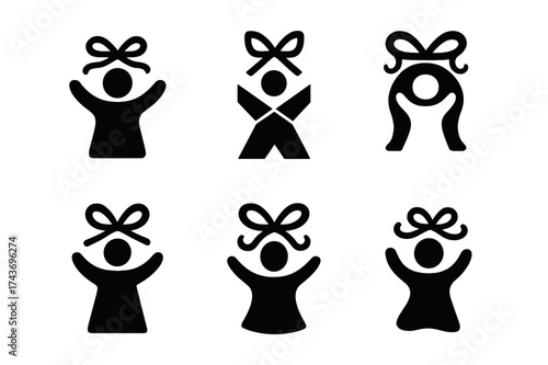 Creative Logo Variations. Strange Celebration. Set Logo of Strange Celebration: ribbon. harmonious logo variations of the same emblematic concept, each with