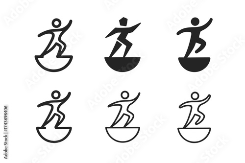 Therapy Logo Variations. Physical Therapy. Set Logo of Physical Therapy: balance exercise symbol. harmonious logo variations of the same emblematic concept,