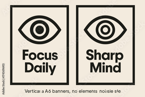 Bauhaus Wisdom Design. Wisdom. Two vertical A6 banners with safe margins, centered composition, no elements touching edges, bauhaus style, black and cream,