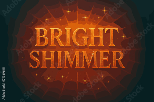 Elegant Luminous Poster. Bright Shimmer ? Poster layout, embossed serif letters with glowing gradient, faint textured paper background, sparkles and light