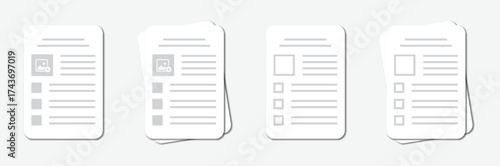 Contract document paper set icon, vector illustration