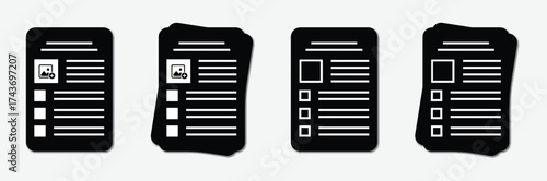 Contract document paper set icon, vector illustration