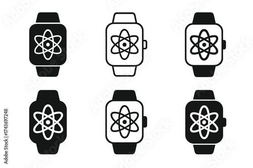 Quantum Technology Logos. Quantum computing in everyday technology. Set Logo of Quantum computing in everyday technology: Quantum wearable