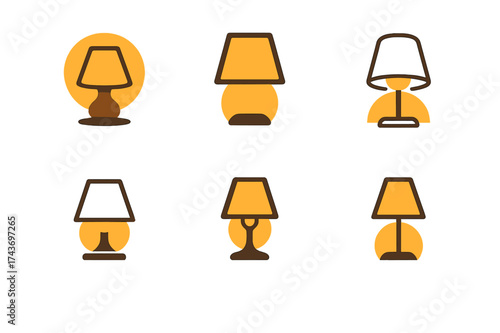 Relaxing Evening Logo Variations. Planning a relaxing evening routine to unwind. Set Logo of Planning a relaxing evening routine to unwind: Soft lamp / ambient