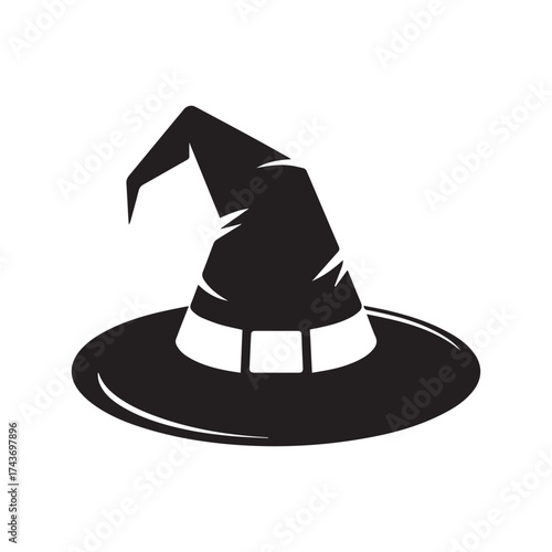 Black silhouette of a witch hat with a buckle