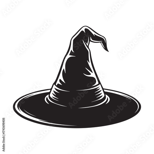 Detailed Black Witch Hat with White Highlights halloween