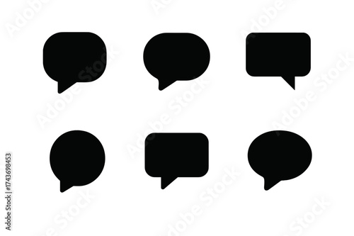 Tagline Bubble Logos. Social media bio optimization tips. Set Logo of tagline bubble: Iconic shape, Flat solid, Symmetrical form, Abstract geometric, Stylized