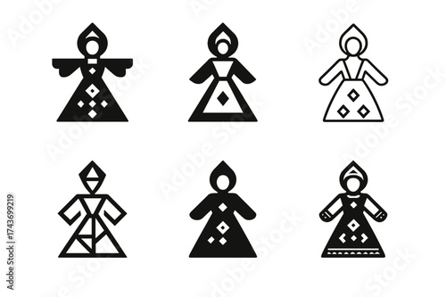Heritage Festival Logos. Cultural heritage festivals and events. Set Logo of Cultural Heritage: traditional costume. harmonious logo variations of the same
