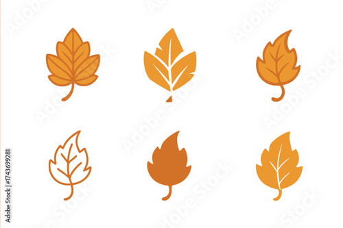 Autumn Leaf Logo Variations. Final breath. Set Logo of Final breath: floating autumn leaf. harmonious logo variations of the same emblematic concept, each with