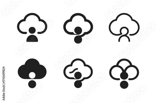 Breath Bubble Logos. Breathing exercises for stress management. Set Logo of Breathing exercises for stress management: Breath bubble / calming cloud.